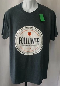 Gildan "Follower Living An Authentic Faith" Gray T-Shirt Unisex Adult Size L New - Picture 1 of 5