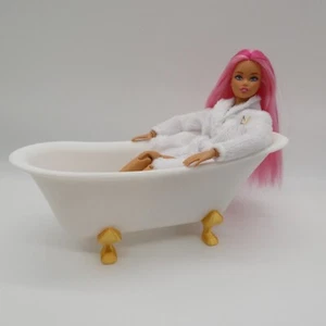 1/6 Scale Doll Furniture Golden Clawfoot Bathtub White Barbie Integrity Diorama - Picture 1 of 15