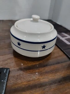 Vintage Homer Laughlin Manhattan Blue Star Sugar Bowl Dinerware Heavy Duty USA - Picture 1 of 12