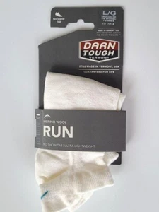 DARN TOUGH 1043 RUN NO SHOW TAB ULTRA LIGHTWEIGHT WHITE SOCKS WOMEN LARGE 10-125 - Picture 1 of 1