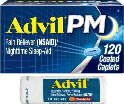 Advil PM Analgésico y Ayuda para Dormir, 120 Comprimidos + Advil Analgésico, 10 Comprimidos Foto 1 de 4