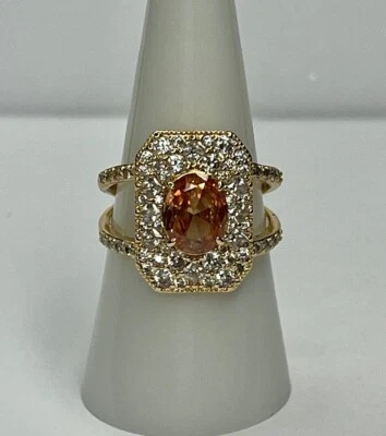 RBP8429 She’s A Statement Piece Amber Topaz Gold November Birthday Size 8 Ring - Image 1 of 4