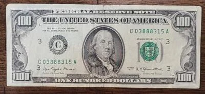 1977 $100 BILL DISTRICT C3 PHILADELPHIA OLD STYLE US HUNDRED FEDERAL RESERVE - Image 1 of 2