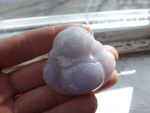 Natural Genuine A Jadeite Jade Icy Purple Lavender Happy Buddha Pendant - Picture 1 of 11