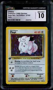 CGC 10 Gem Mint 1st Edition Clefairy Piepi Holo Pokemon Base Set German - Picture 1 of 2