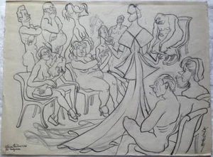 Werner Knoth Modenschau Nackte 49 Original Zeichnung signiert Unikat Einzelstück - Picture 1 of 1