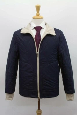 NUEVO CON ETIQUETAS $5495 Brunello Cucinelli Hombres Cachemira-Seda-Lana + Chaqueta Reversible Nylon A221 Foto 1 de 4