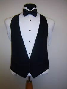 BLACK 3 BUTTON FORMAL VEST with Satin buttons and pockets  - Easy fit adjustable - Picture 1 of 5