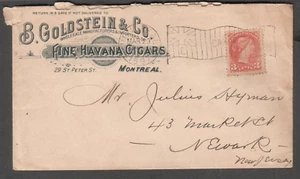 Canada 1897 advertising cover B Goldstein & Co Fine Havana Cigars Montreal to NJ - Picture 1 of 2