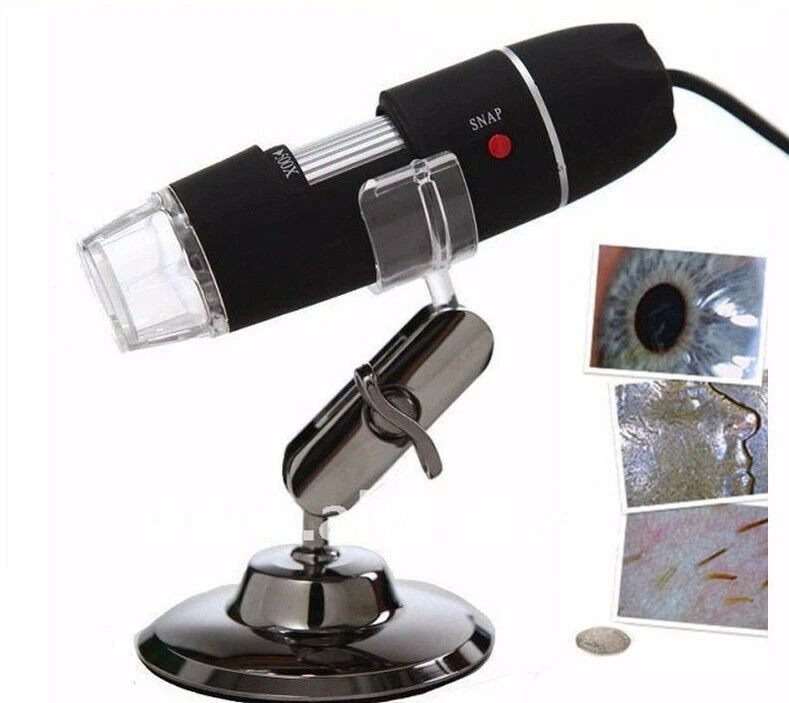 MICROSCOPIO USB DIGITALE 50X 500X PC NOTEBOOK FOTO VIDEO 8 LED 2.0 MPX CD - Immagine 1 di 1