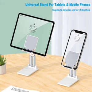 Foldable Tablet Mobile Phone Holder Desk Stand Adjustable For iPad Pro 11 iPhone - Picture 1 of 16