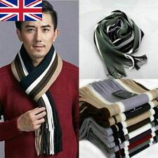 Mens Cashmere Striped Scarf Winter Soft Fringe Tassel Long Shawl Stole Neck Wrap