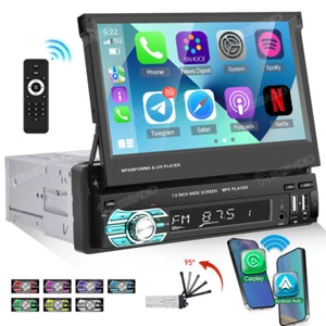 Wireless CarPlay 1 DIN 7 Zoll Autoradio mit Ausfahrbarem Display Bluetooth USB - Bild 1 von 17