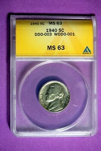 1940 ANACS MS63 Jefferson Nickel #B29612 - Picture 1 of 2