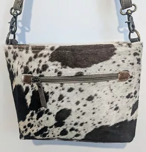 Bandolera de cuero de vaca marrón y gris - Imagen 1 de 11