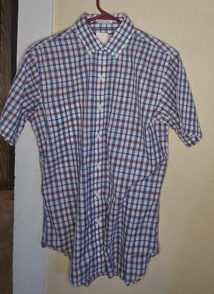 Arrow Brigade Men's Medium Short Sleeve Fitted Dress Shirt Multicolor Plaid NWT - Image 1 of 1
