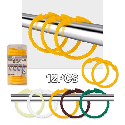 12 peças ganchos de cortina de chuveiro anel de cortina decorativo à prova de ferrugem ganchos redondos de plástico - Imagem 1 de 4