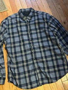 BANANA REPUBLIC Herren blau kariert Luxus Flanell Slim-Fit Knopfleiste Hemd Gr. XL - Bild 1 von 2
