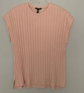 EILEEN FISHER Crew Neck Stretch Wide Rib Top NWOT Sz S Pink MSRP $138 ON SALE! - Picture 1 of 8