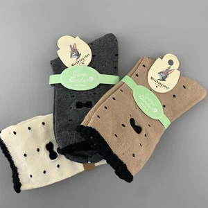 3 Paar Menge weich gerippte Baumwolle gestrickt Freizeit-Knöchelsocken für Damen niedlich Schleife Größe 5-7 - Bild 1 von 5