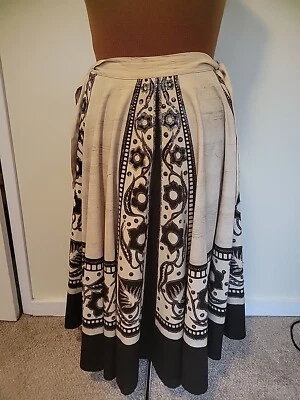 Falda Señorita Vintage Maya De México Pintada a Mano Lentejuelas Marrón Crema Foto 1 de 4