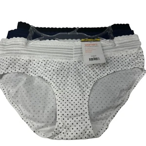 Lot Of Three Warner's Women's Sz 6 Medium Panty Brief Hipster Lace Waistband New - Picture 1 of 8