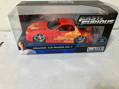 Fast & Furious Orange JLS Mazda RX-7 Jada 1:24 Diecast Car - Image 1 of 4