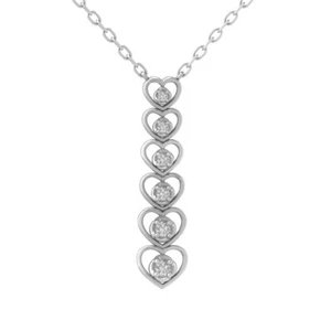 10k White Gold Lab Grown Diamond Heart Pendant Necklace 18" Silver Cable Chain - Picture 1 of 5