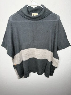 Twine Fair Trade Womens Alpaca Knit Poncho Wrap Throw One Size Stripe Bolivia - Image 1 of 4