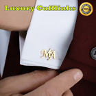 Custom Shirt Cufflinks for Men Personalized Name Initial Letter Stainless Steel