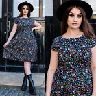 RUN AND FLY Boogie Bones Print Cotton Tea Dress with Pockets 8-26 Spooky Goth