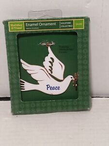 Holiday Time Enamel Ornament - Goldtone Collectible -Peace Dove Nip