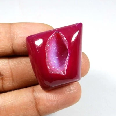 Розовый агат оникс друзы жеода кабошон фантазийной формы натуральный драгоценный камень 74 карата #8641 - Изображение 1 из 4