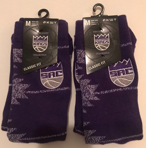 Pkwy Center Court Sacramento Kings Collection  Classic Fit Size M 2 Pair OfSocks Cover