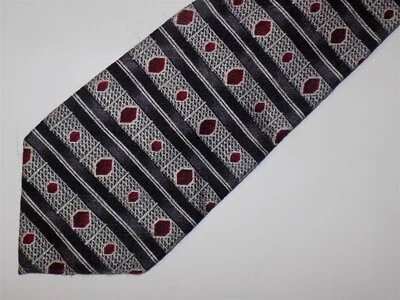 PIERRE CARDIN Silk Necktie Black, Silver & Burgundy 59 1/2" x 3 7/8" - Image 1 of 2