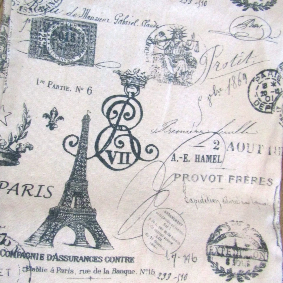 French Stamp Onyx Natural Cotton Fabric By Premier Prints By The Yard - Image 1 of 1