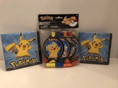 Pokemon Pikachu & Friends 2 Servilletas de Postre Cumpleaños Fiesta Explosiones Suministros Foto 1 de 4