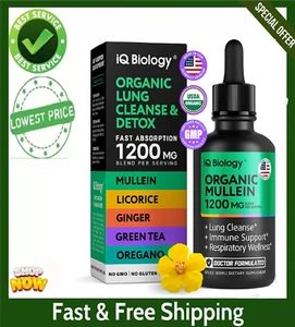 Mullein Drops for Lungs - Lung Detox for Smokers - USDA Organic Mullein Leaf, Ne - Picture 1 of 7