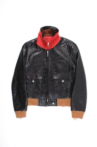 Giacca biker Gucci donna nera in pelle invecchiata originale taglia XS S H1558