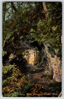 Postcard Mackinac Island Michigan MI Fairy Arch - Image 1 of 3