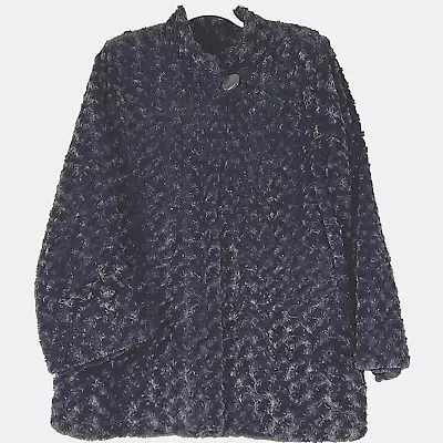 Dennis Basso purple textured Faux Fur Coat Size 1X - Imagem 1 de 4