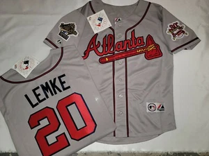 CAMISETA DE BÉISBOL Majestic 1995 Atlanta Braves Mark Lemke Serie Mundial gris NUEVA - Imagen 1 de 1