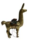 Vintage Brass Metal Camel Llama Figurine Eclectic 4? Small Cooper Saddle Stone