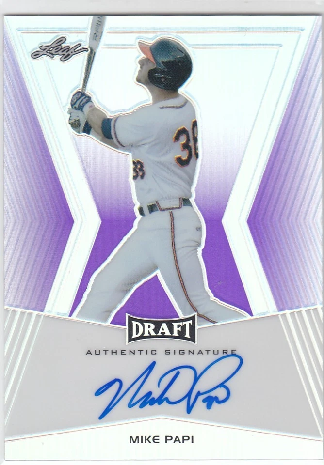 2014 Mike Papi Leaf Draft PURPLE ROOKIE AUTO HOLO /25 - MP2 Cleveland Indians - Image 1 of 1