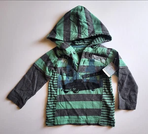 NWT Boys Pumpkin Patch Block Stripe Hooded Double Sleeve Tee Size 12-18 Months - Picture 1 of 4