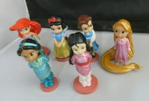 Disney Animators 6 Glitter toddler Princesses PVC figures Belle, Ariel, Jasmine - Picture 1 of 9