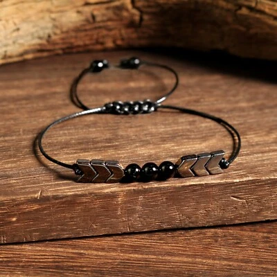 Brazalete de la suerte de Reiki curativo hecho a mano piedra energética de hematita natural para hombres y mujeres Foto 1 de 3