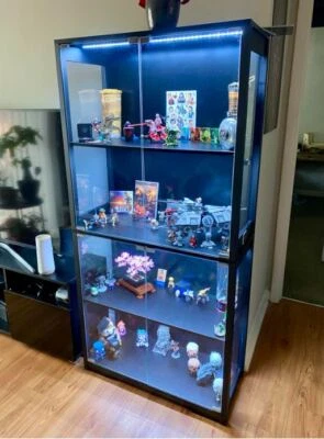 LED Curio Display Storage Cabinet 4 Tier Collectible Glass Standing Shelf Rack - Image 1 of 4