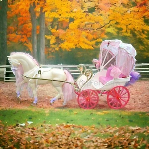 BARBIE CRYSTAL CARRIAGE + HORSE KRISTALL-PFERD ZAUBERHERZCHEN / MATTEL 1993 - Bild 1 von 3