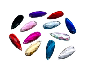 Raindrop Shape, EIMASS® Sew Or Glue On Acrylic Flat Back Teardrop Crystals Gems - Picture 1 of 15
